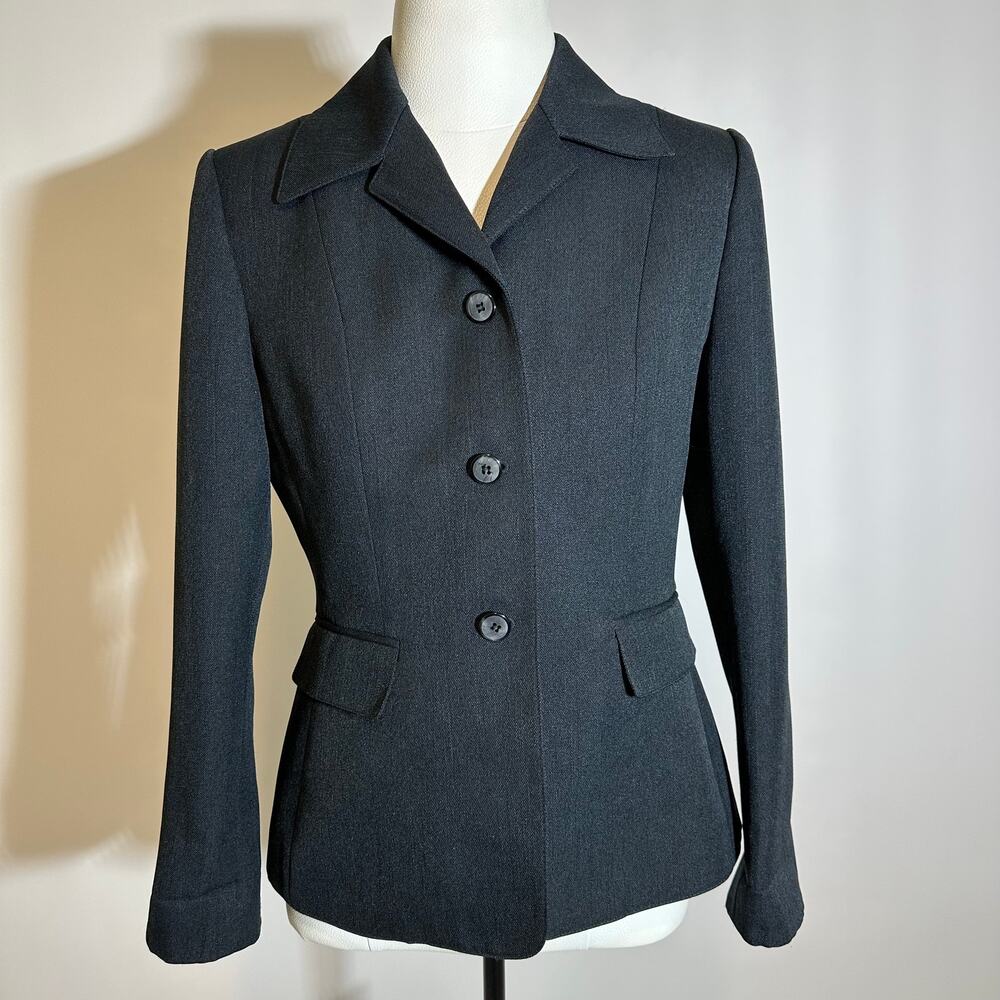 Evan Picone Suit Black 3 Button Blazer Suit Jacket‎ Career Womens Size 6 Office